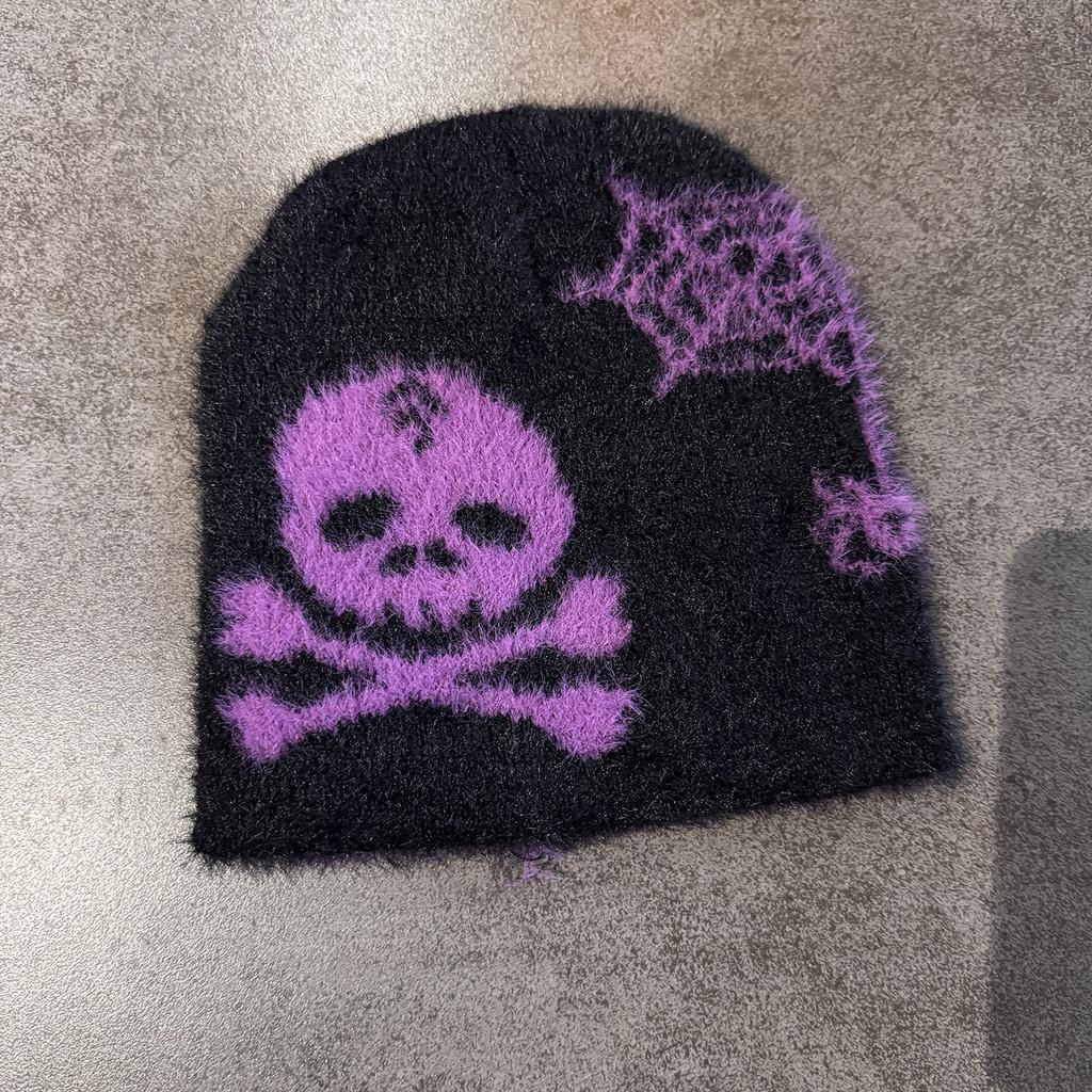 Skull Knitted Unisex Pumpkin Hat With Letter Design For Fall And Winter Seasons