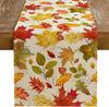 Thanksgiving Autumn Maple Leaves Linen Table Runner Party Decor Fall Rustic Farmhouse Kitchen Dining Table Runner for Home Decor
