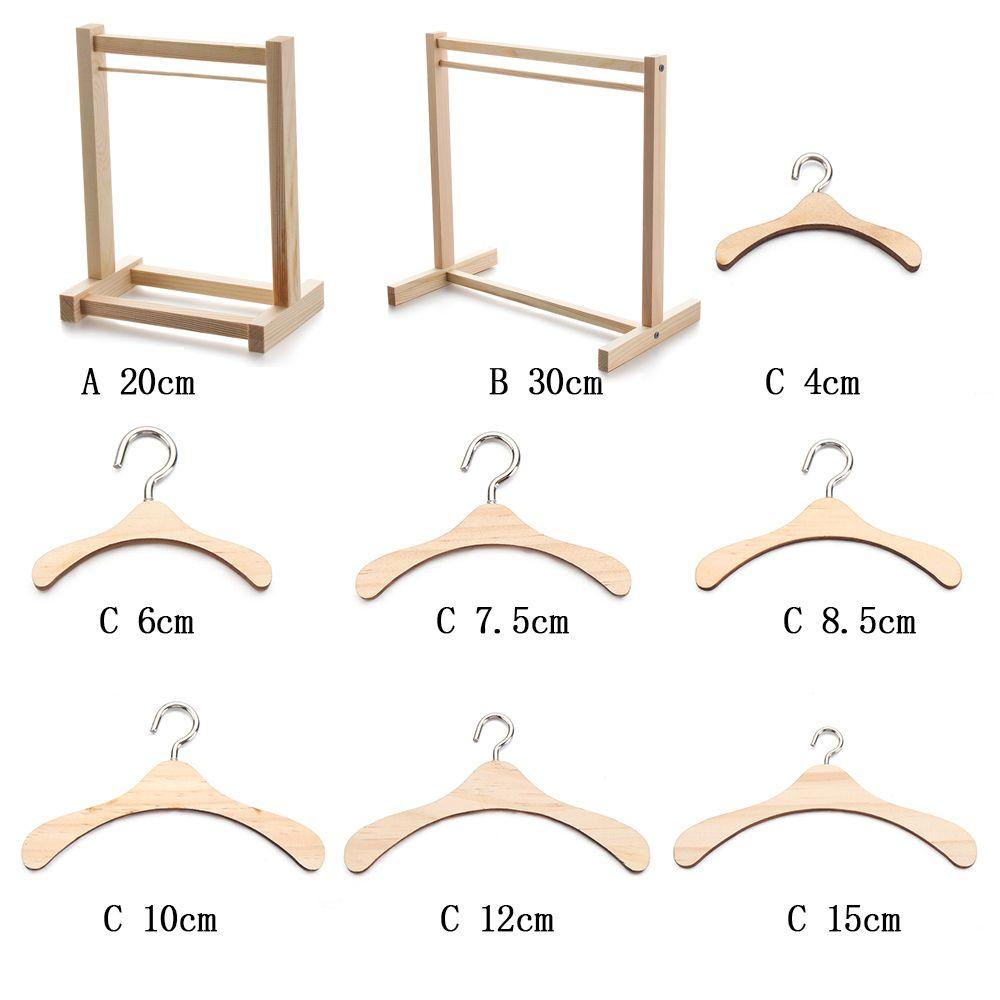 4-30CM Doll Wooden Clothes Rack Garment Organizer Hangers for Dolls Handbag Clothes Scarf Holder Stuffed Toys Accessories