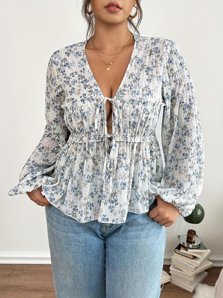 Bohemian Floral A-line Skirt Top with V-neck and Shirred Waist (2025)