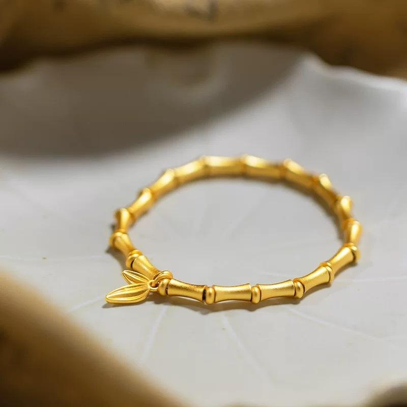 The ancient sand gold bamboo bracelet women's gold store has theThe new Chinese style will not fade for a long time