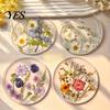 Decorative Acrylic Coasters Floral Print Coaster, Non-Slip Surface Heat Resistant Protection Cup Pad, Modern Kitchen Table Decor Transparent Round Mat