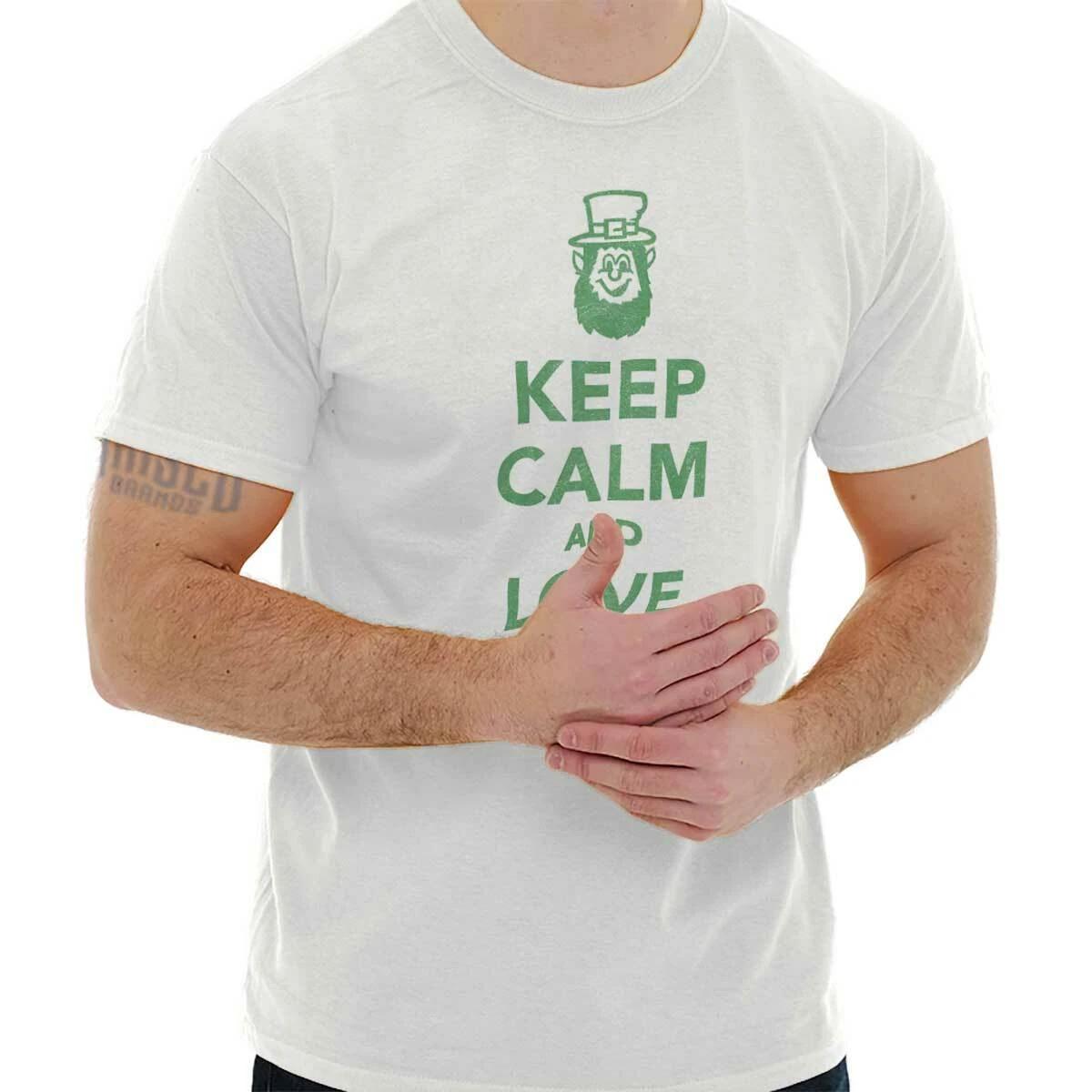 Keep Calm Love Leprechaun St Patrick s Day Womens or Mens Crewneck T Shirt Tee XXXL