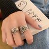 925 Sterling Elegant Silver Retro Geometric Wide Ring Handmade For Unique Gift