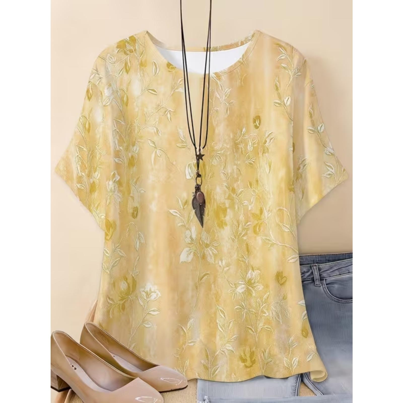 

Fashion Women Texture Tie Dye Print T Shirt Funny Casual O-neck Short Sleeves T-shirt Summer Female Tee Shirt XS жёлтый