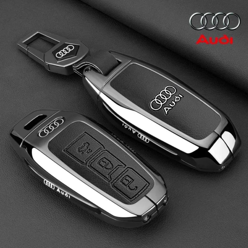 For Audi 8YFor Audi A3 A5L Q6 A6L A6 A7 Q7 Q3 Q5 New 2025 Accessories Zinc Alloy Car Smart Remote Key Case Cover Shell Holder Protector Fob