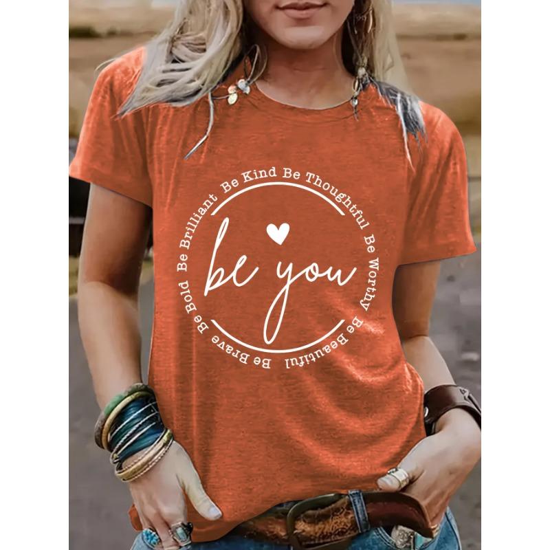 Women's Clothing Slogan Pattern Round-neck Short-sleeved Casual and Fashionable T-shirt