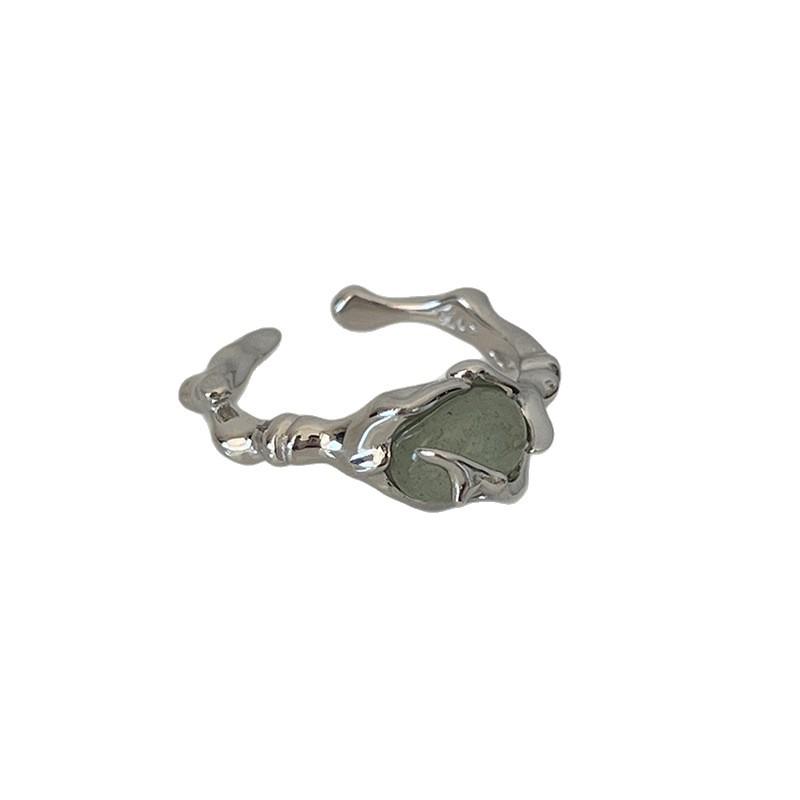 S925 Sterling Silver Bamboo-Inspired Jade Ring for Women - Fashionable and Versatile Design