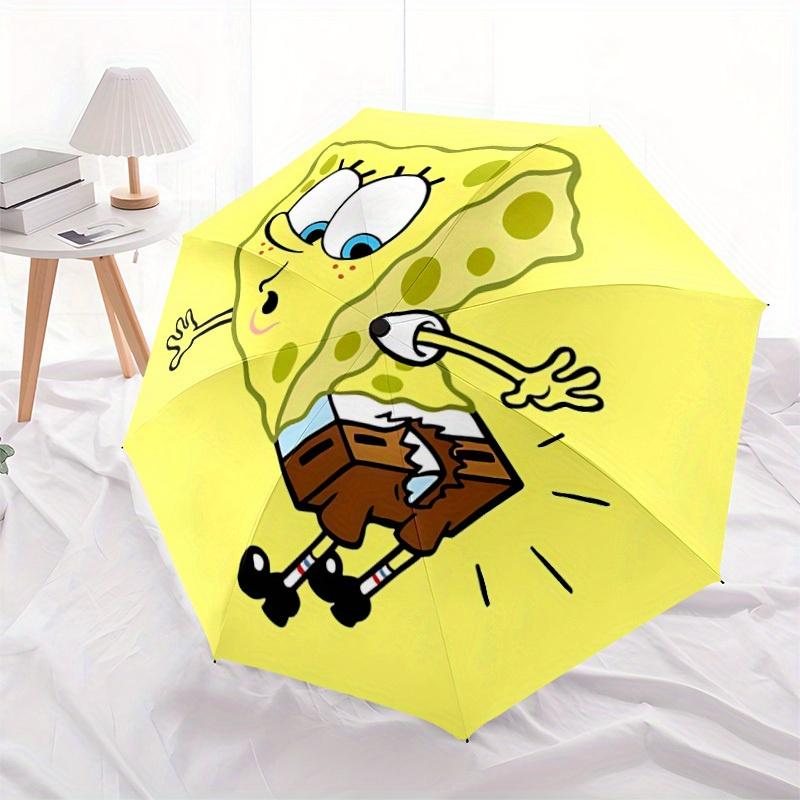 1pc SpongeBob Self-Folding Umbrella, 8-Bone Compact Travel Umbrella, Durable Plastic And Iron Frame096