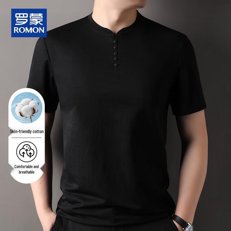 ROMON Men's Summer Stand-Up Collar Short-Sleeve T-Shirt
