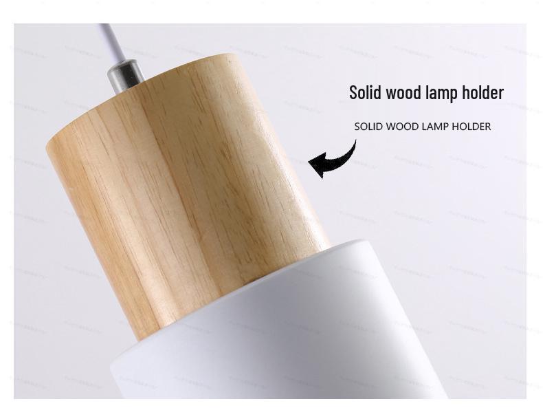 Nordic Wrought Iron & Solid Wood Bedside Pendant Lamp - Multicolor, Creative Fresh Design