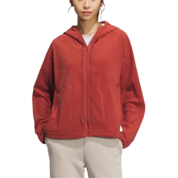 Adidas Two-In-One Casual Hooded Zip Jacket Women Jackets Soft-Red JM8855