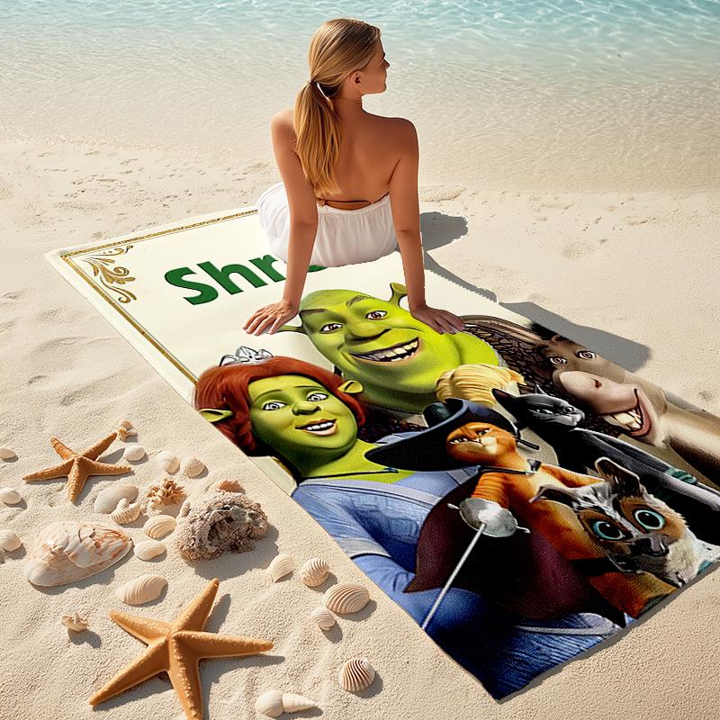 1pc Shrek4 Beach Towel, Comfortable and Thick, and Swimming/Bath/Picnic/Camping Towel, Suitable for Seaside Beaches