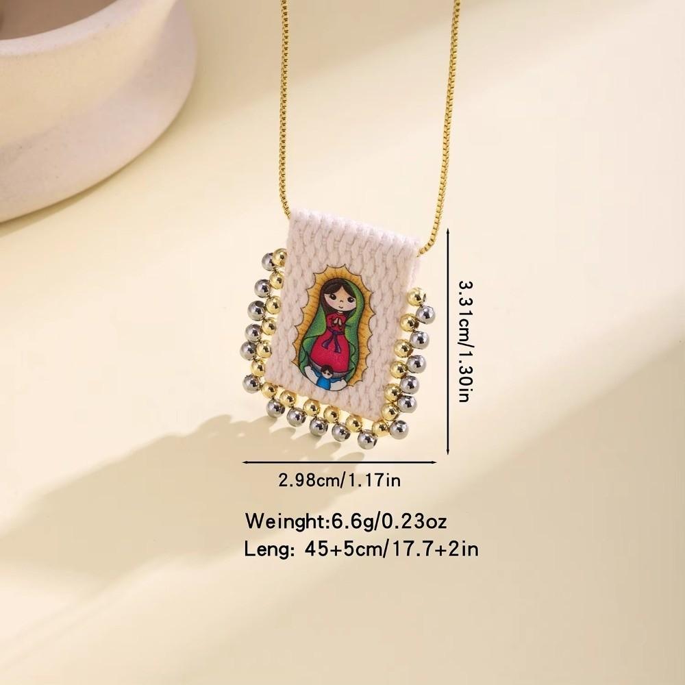 Cartoon Design Catholic Necklace Mini Size Virgin Mary Pendant Necklace  for Men and Women
