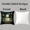 4pcs Set Christmas Pillow Cover Green Christmas Themed Pillowcase 17.7 Inches * 17.7 Inches Single-sided Printed Christmas Decoration Sofa Lumbar Supp