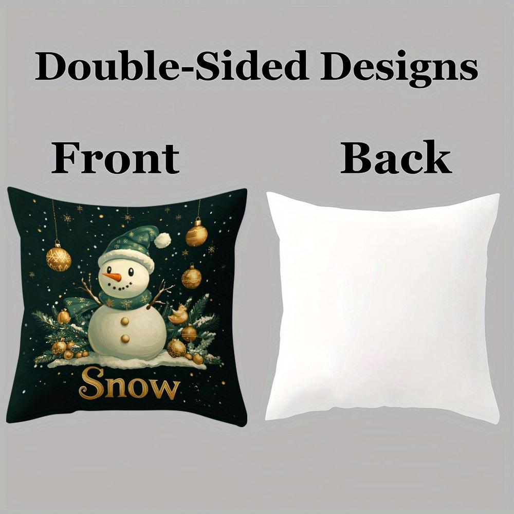 4pcs Set Christmas Pillow Cover Green Christmas Themed Pillowcase 17.7 Inches * 17.7 Inches Single-sided Printed Christmas Decoration Sofa Lumbar Supp