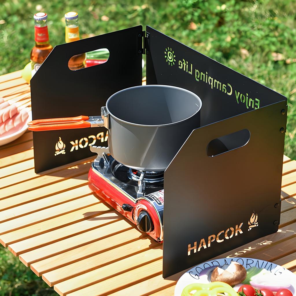 1pc Stove Windscreen - Foldable Camping Stove Windscreen, Outdoor Picnic Stove Windscreen, For Outdoor, Picnic, Cooking