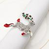 Enamel Christmas Napkin Ring Crystal Xmas Tree Reindeer Wreath Napkin Holders for Christmas Wedding Party Table Decor