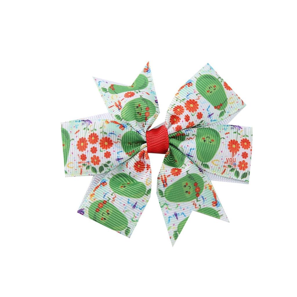 A313 Einhorn Grosgrainband Sechs-Schleifen Haarklammer für Kinder – Weihnachtsedition