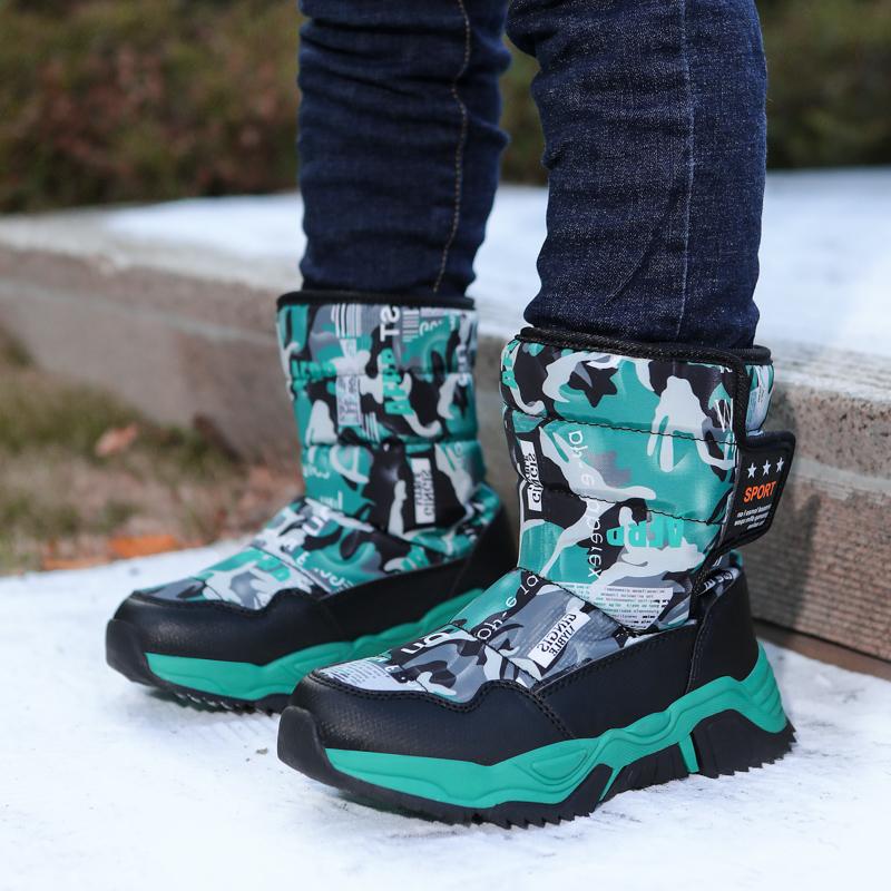 Winter Children Shoes Plush Waterproof Fabric Non-Slip Girl Shoes Rubber Sole Snow Boots Fashion Warm Outdoor Boots