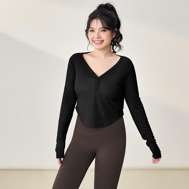 

Plus Size Women s Quick-Dry Loose Fit Yoga Top - Long Sleeve, Breathable for Running & Fitness L (110-125 kg) чорний