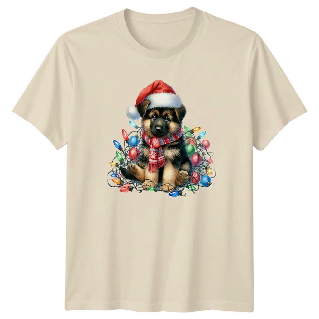 GerUnisex Shepherd Puppy Christmas Holidays Unisexs TShirt Unisexs Tee Graphic Top a