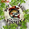 Round Metal Poster Wall Art Retro Fishing Bass for Cafe