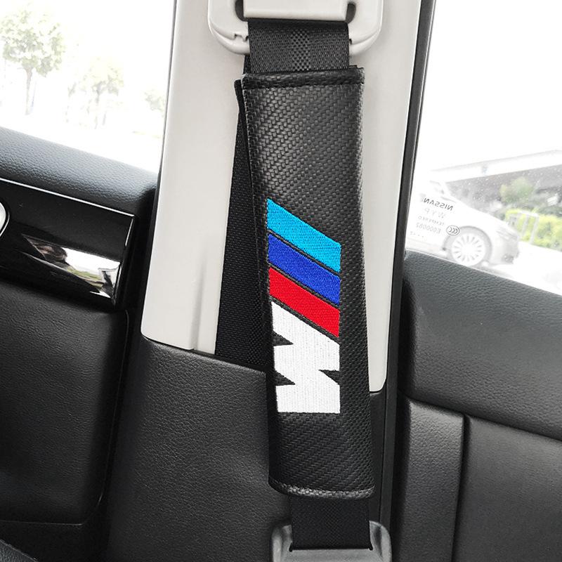 FA72pcs Carbon Leather Seat Belt Covers Car Accessories For BMW M E39 E46 E90 E60 F10 F20 F30 F34 F01 G20 G30 X1 X3 X5 X6 M3 M4 M5
