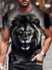 2026 Hot Selling Fashionable Cool Domineering Black Lion Texture 3D Printing Fast Drying Outdoor Street Dance T-shirt Large Size