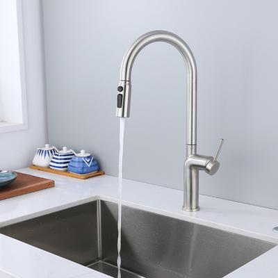 304 Edelstahl Ausziehbarer Küchenspülenhahn Ausziehbar Einlochgriff Schwenkbarer Sprüher Wassermischer Küchenarmatur Nickel