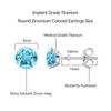 Limerencia Titanium Pure Titanium for Medical Second For Sensitive 1 Pair Piercings, Use, Hypoallergenic, Piercing, Ears, Unisex, (5mm, Aquamarine)