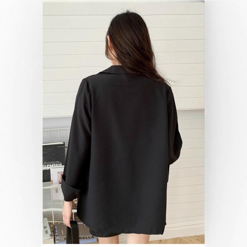 Women S Loose Fit Black Korean Style Casual Long Sleeve Blazer