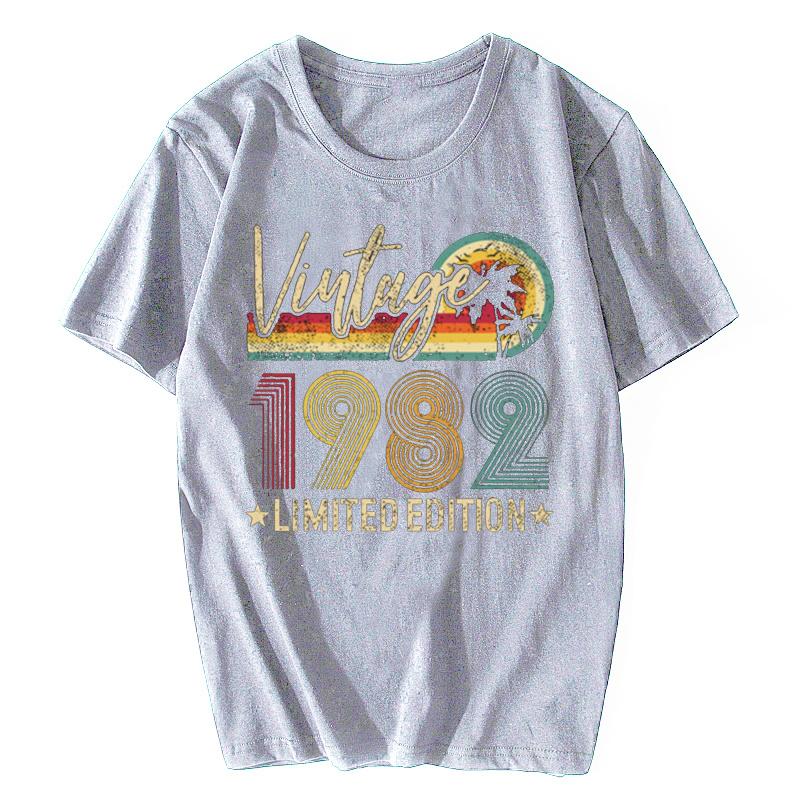 Vintage 1982 Limited Edition Print Men T Shirt Short Graphic Women Ladies T-Shirt Tops Funny Summer Cotton Tees