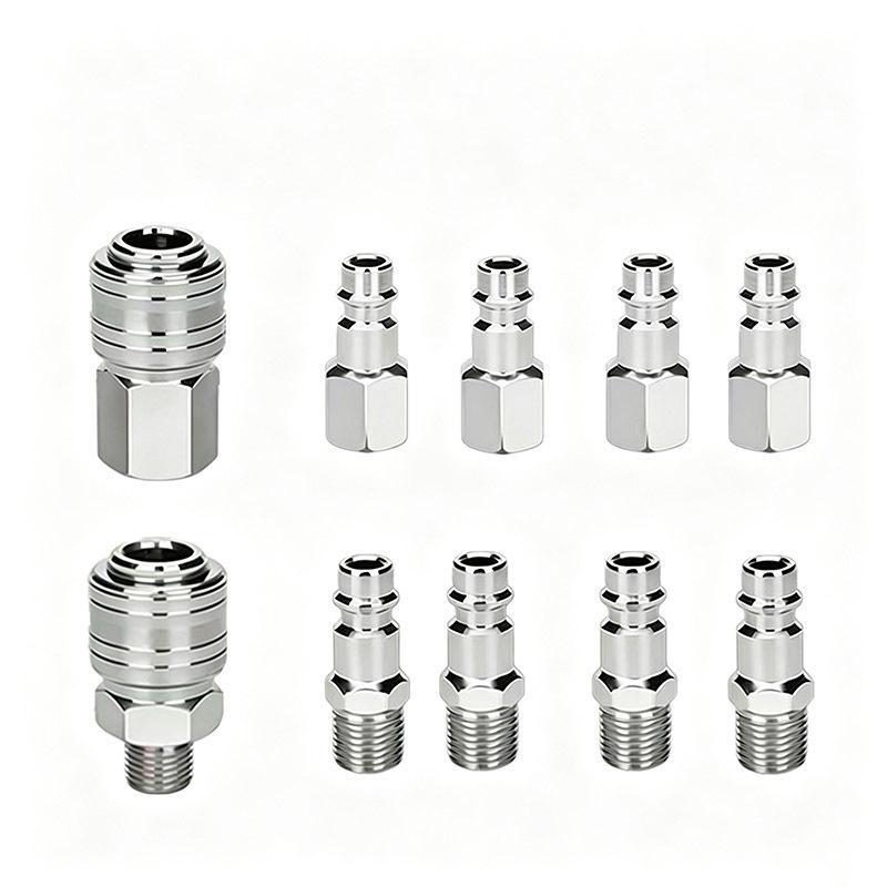 European Air Compressor Fitting Kit 1/4" BSP Male Female Couplers 2/10 Pcs Anti Corrosion for Professional Garage Repair Jobs