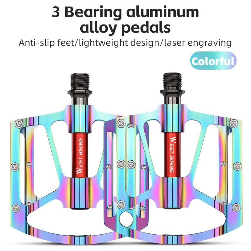 WEST BIKING 3 Bearing Bicycle Pedal CNC Aluminum Alloy Anti Slip MTB Road Bike Pedal Widen Pedals Profession Bike Accessories