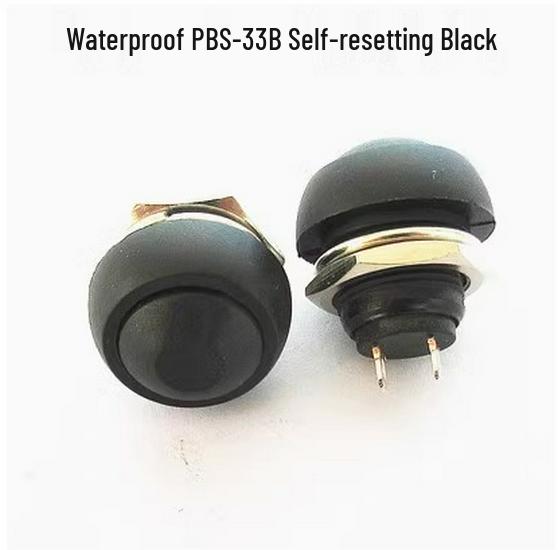PBS-33B Waterproof 12mm Momentary Power Button Switch - Self-Resetting, No-Lock, Round Design