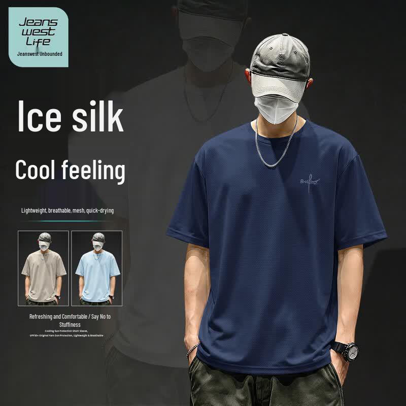 JEANSWEST LIFE Men s Quick-Dry Ice Silk T-Shirt L