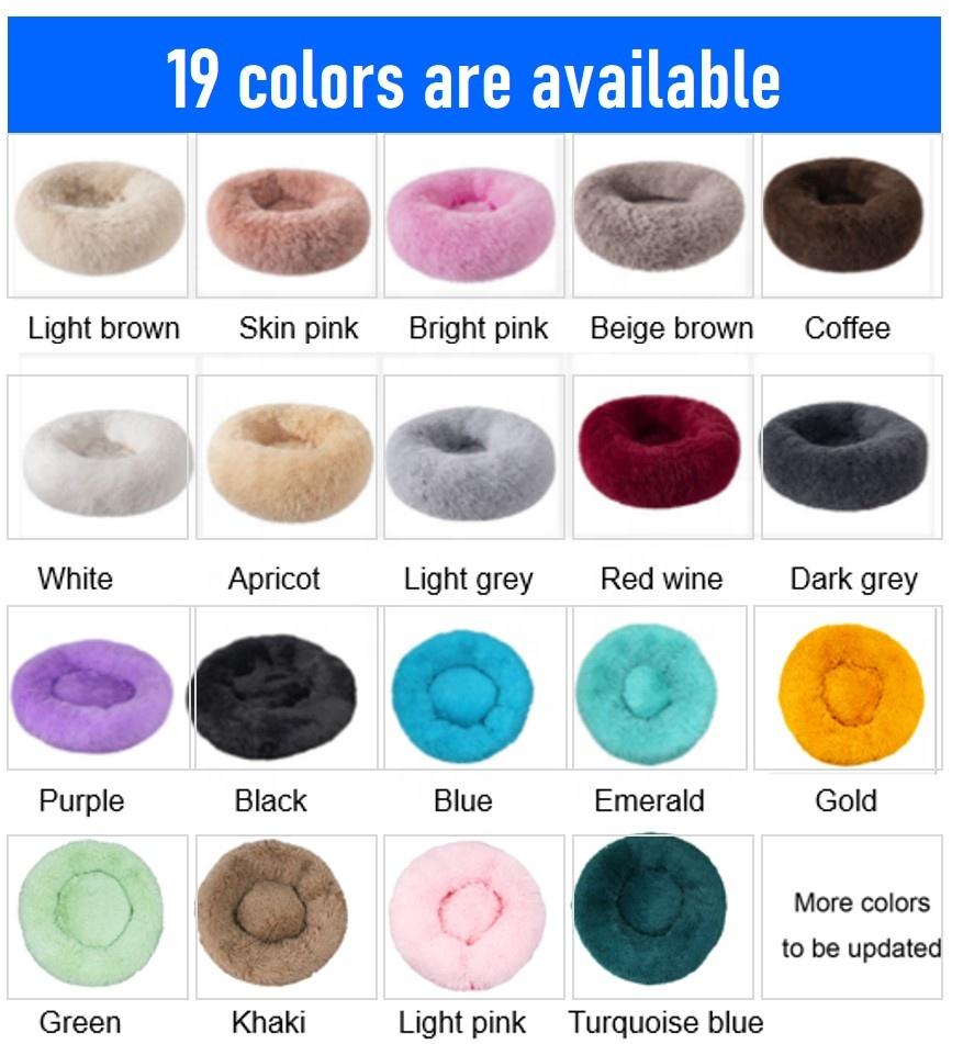 Nice Quality Drop Shipping Cute Animal Fluffy Dog Bed Premium Plush Donut Calming Bed for Pet