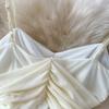 Vestido Mini Bustier Sexy de Malla sin Tirantes para Mujer, sin Mangas, con Pedrería, Espalda Descubierta, Estilizador, Cruzado, Corto