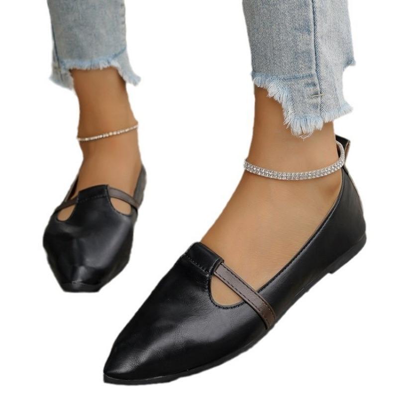 New spring and autumn pointed head low heel flat bottom soft surface soft sole casual versatile comfortable single shoes women