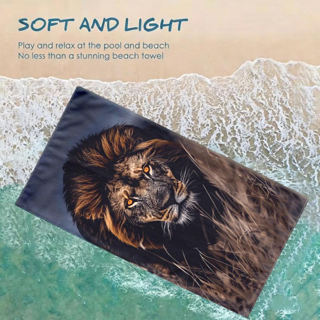 "Realistic Tiger" Oversized Beach Towel – Plush & Absorbent, Striking Design, Perfect for Travel & Sports Use