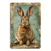 Metal Poster Wall Art Vintage Rustic Rabbit for Home Bar Office Decor