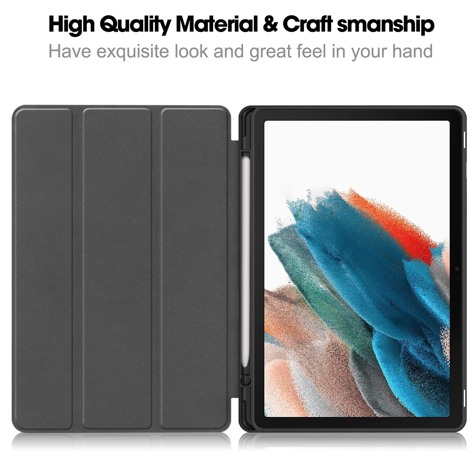 

For Samsung Galaxy Tab A9+ Case Tri-fold Stand Leather Tablet Cover with Pen Slot Red