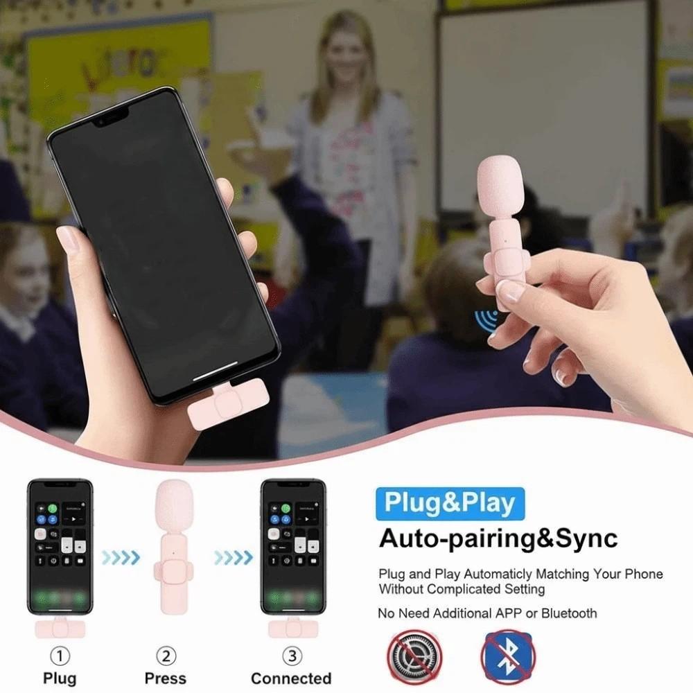 1/2Pcs Pink Lapel Microphone Wireless Mobile Phone Microphone Mini Microphone Livestream