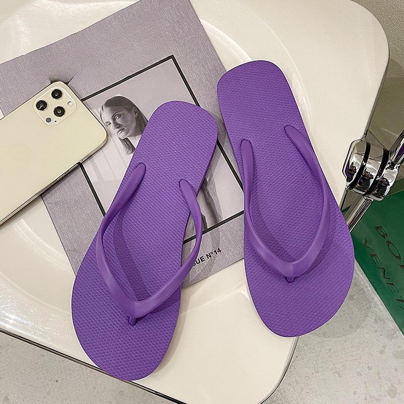 Solid Color Non-slip Leisure Couple Slippers Women Summer Beach Slippers Outdoor Women Flip Flops Breathable Beach Sandals Women
