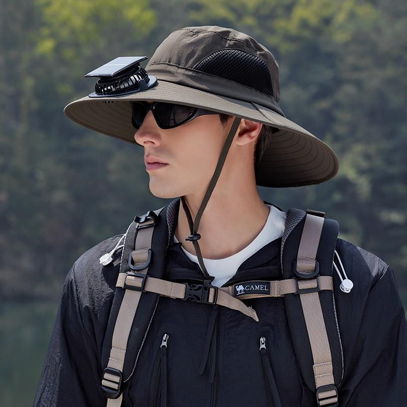 Solar Powered Fan Hat Men Women Outdoor Fishing Hiking UV Protection Breathable Quick Dry Wide Brim Sun