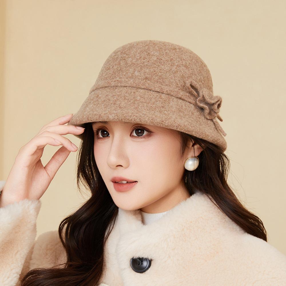 Trendy Keep Warm Women Fisherman Hat Windproof Elegant Bucket Hat Hepburn Style Thickened Basin Caps Women