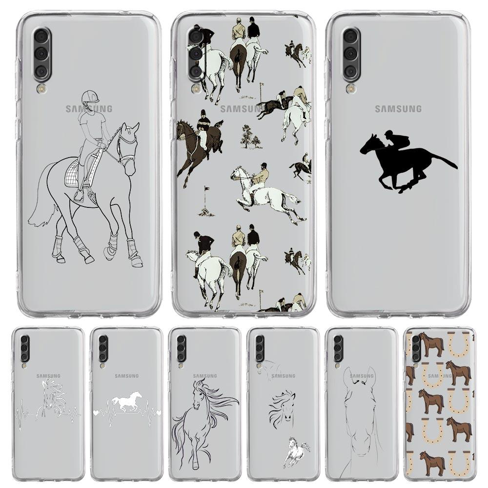 Phone Case For Samsung A14 5G A12 A22 A32 A34 A42 A52 A54 A50 A70 A72 A40 A20E A10S A20S A02S A04S Clear Cover Animal Art Horse
