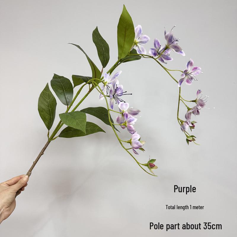 Arranjo de Flores de Jasmim em Crepe de Luxo - Adereço de Decoração para Interiores