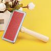 Pet Pin Brush with Wooden Handle - Stainless Steel Dog & Cat Comb for Detangling and Removing Loose Hair